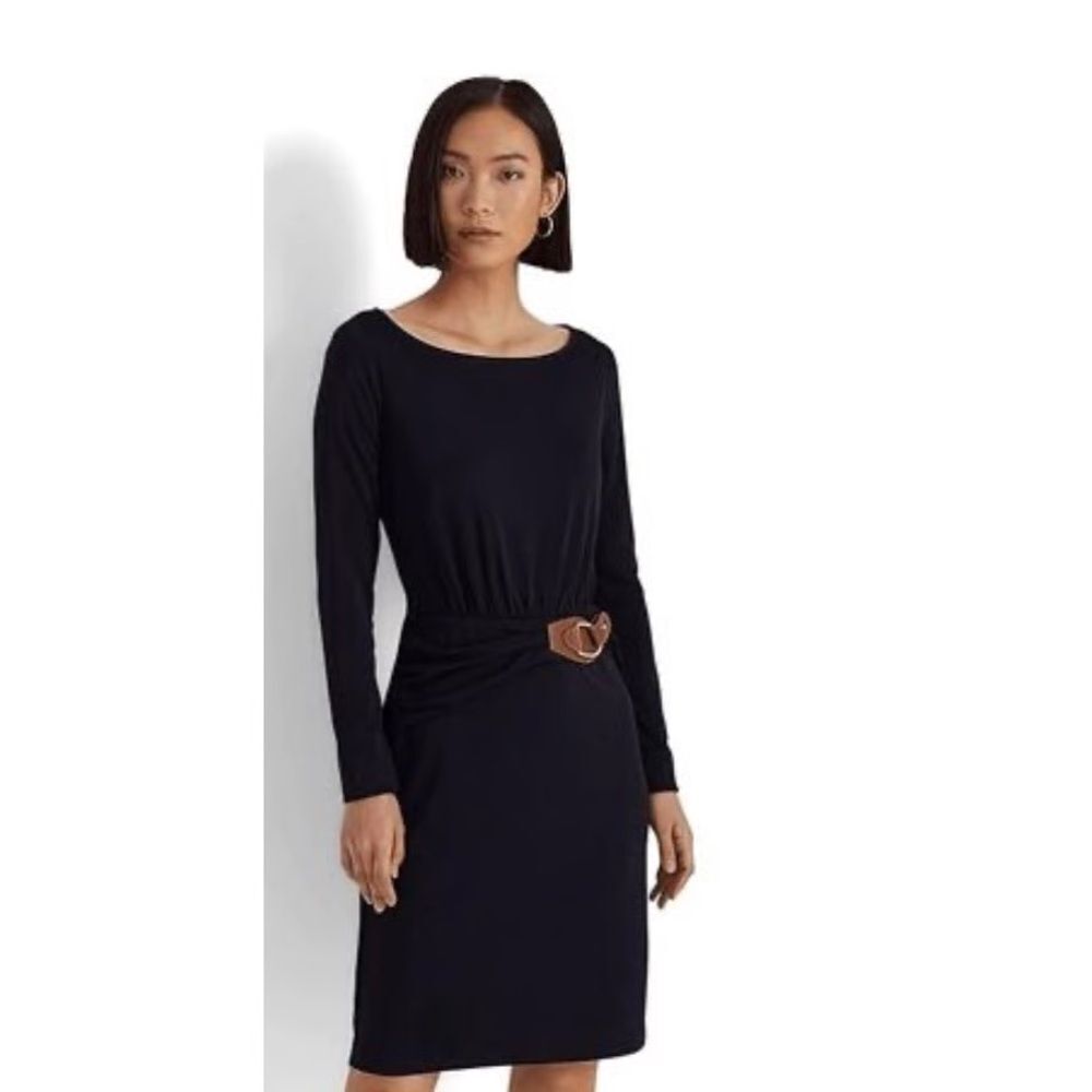 Lauren Ralph Lauren Buckle-Trim Stretch Jersey Dress